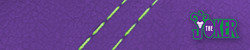 A purple image with two diagonal green stitch lines and text that reads 'The Joker' in stylized green and white font on the right-hand side. The text includes a jester's hat incorporated into the design.