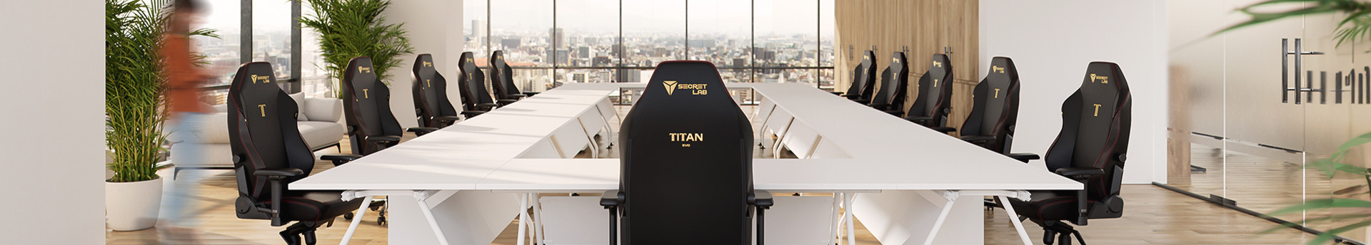 Professional boardroom environment featuring Secretlab TITAN Evo chairs