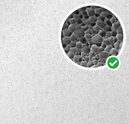 A cross section of the closed cells in Secretlab patent-pending cold-cure foam.