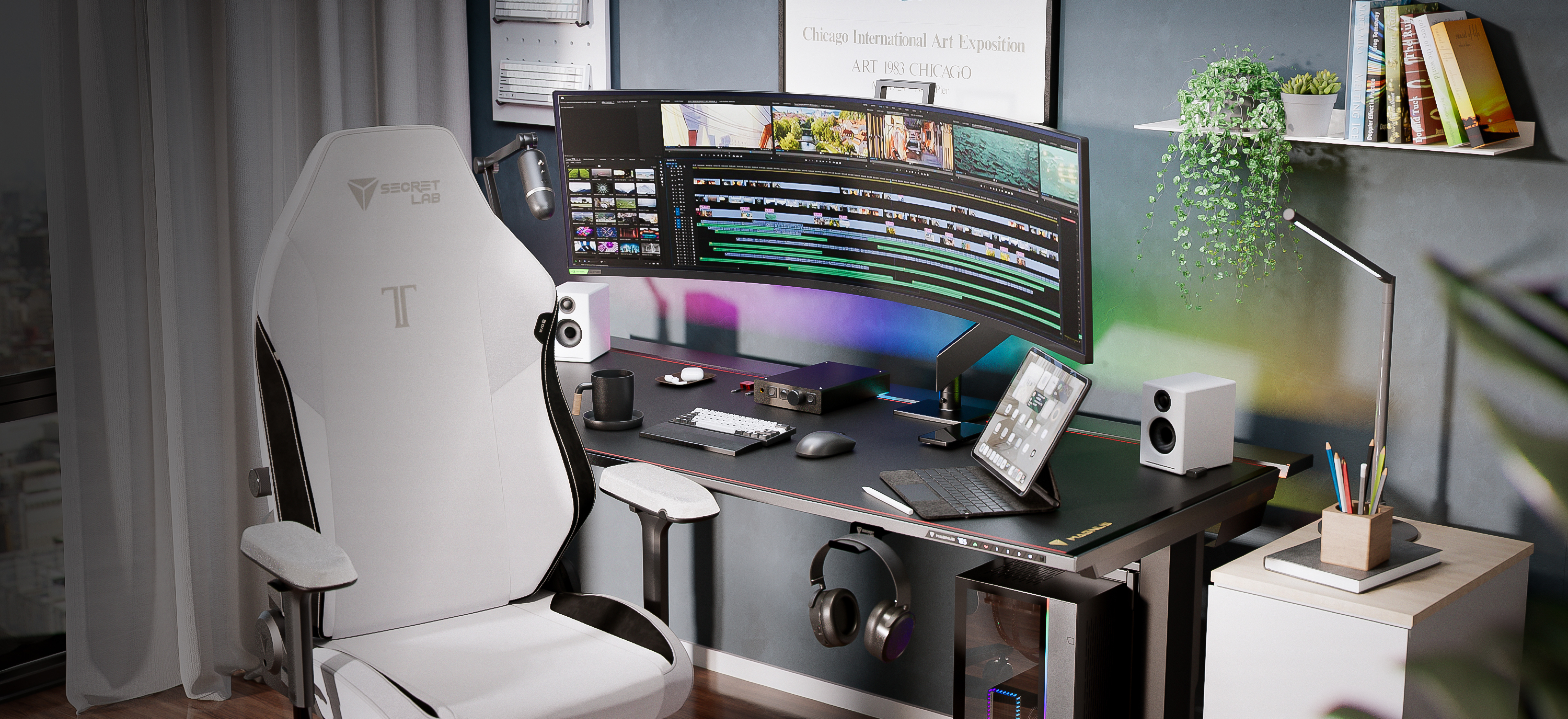 Creative Studio environment featuring a Secretlab TITAN Evo chair and MAGNUS Pro desk