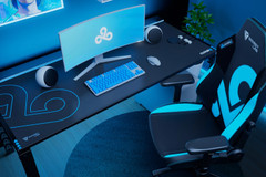 A Cloud9 , esports edition, Secretlab TITAN Evo gaming chair in a full Secretlab setup