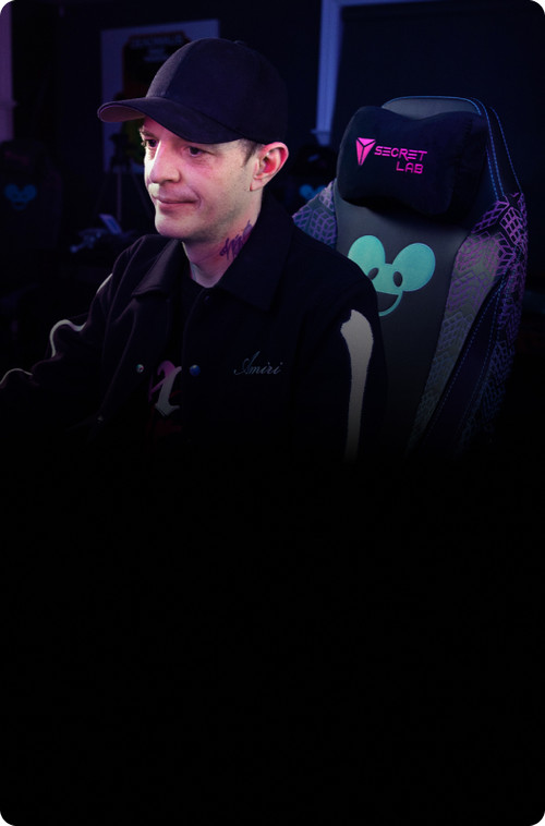 Joel 'Deadmau5' Zimmerman in his studio, sitting on a Secretlab TITAN Evo deadmau5 Cube Edition chair