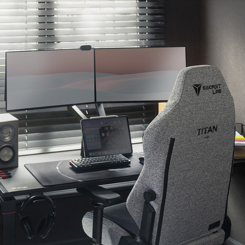 Product setup photo of Secretlab TITAN Evo in SoftWeave™ Plus Cookies & Cream and MAGNUS Pro Stealth