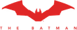 A stylized red bat symbol with pointed wings and ears, resembling a bat in flight. Below the symbol, the text 'THE BATMAN' is written in capital red letters.