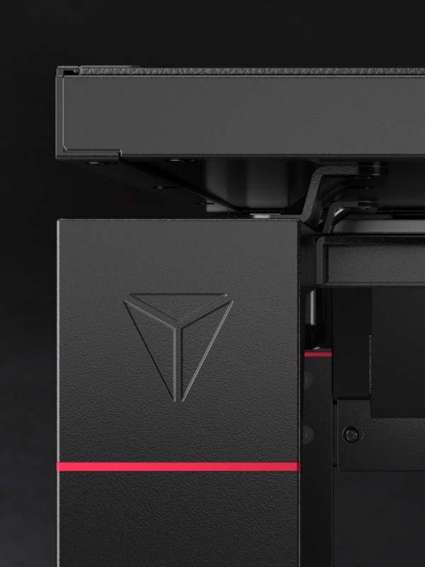 Closeup of debossed logo on the leg of Secretlab MAGNUS