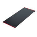 A sleek, rectangular black gaming mouse pad with red edges. The surface is smooth, and there are subtle branding elements at the corners. The pad has a clean, modern appearance.
