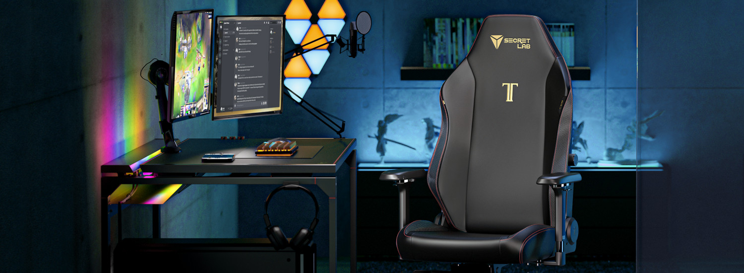 Setup shot of a gaming setup with a Secretlab TITAN Evo gaming chair