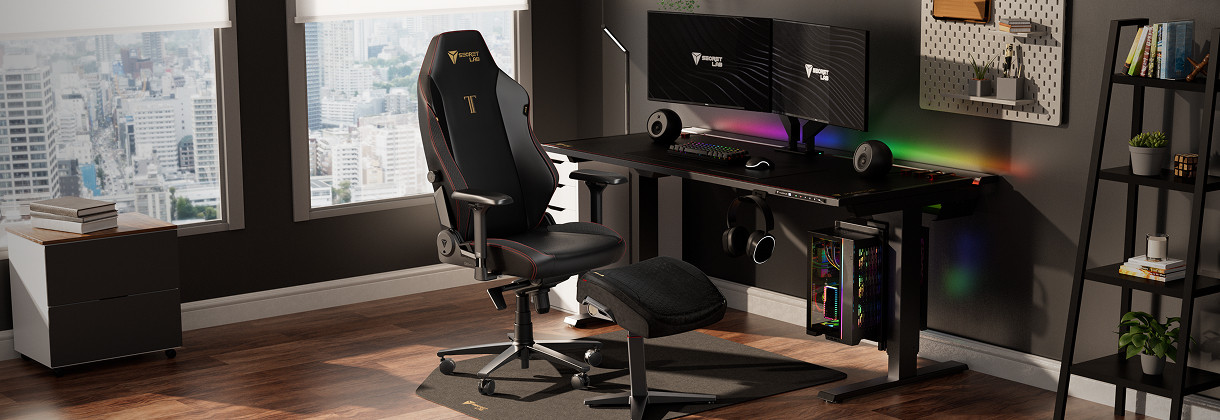 Setup shot of a gaming setup with a Secretlab TITAN Evo gaming chair